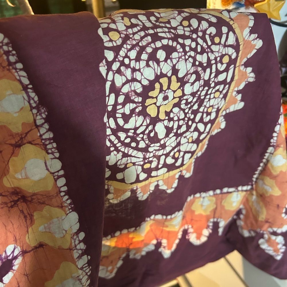 2 Aarong Bangladesh Cotton Cushion Covers 23.5x23.5 Tie Dye Boho Floral Pillow